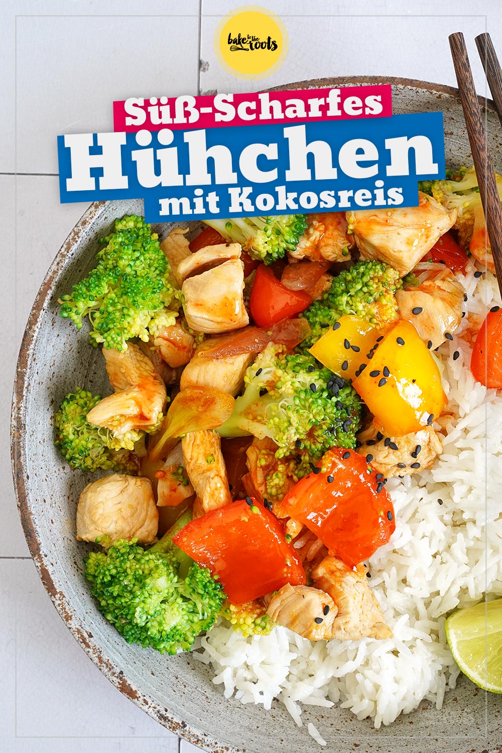 Süß-Scharfes Hühnchen mit Gemüse & Kokosreis | Bake to the roots