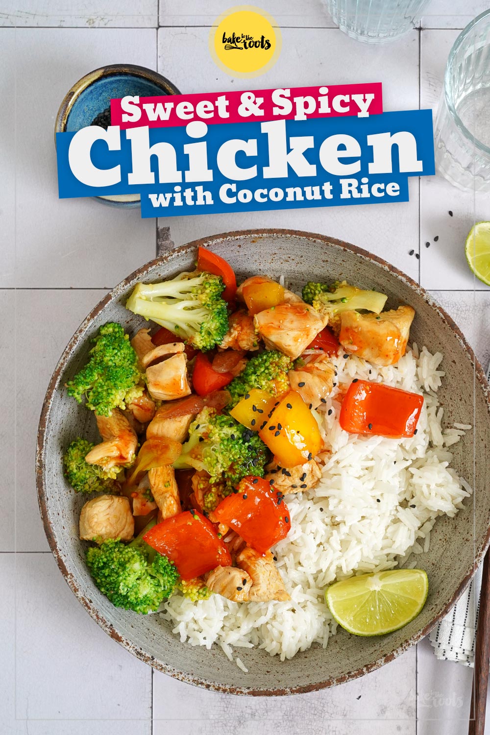 Sweet 'n' Spicy Chicken with Veggies & Coconut Rice | Bake to the roots