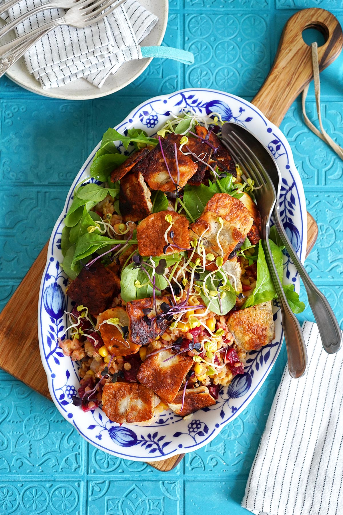 Linsensalat mit Roter Bete & Halloumi | Bake to the roots