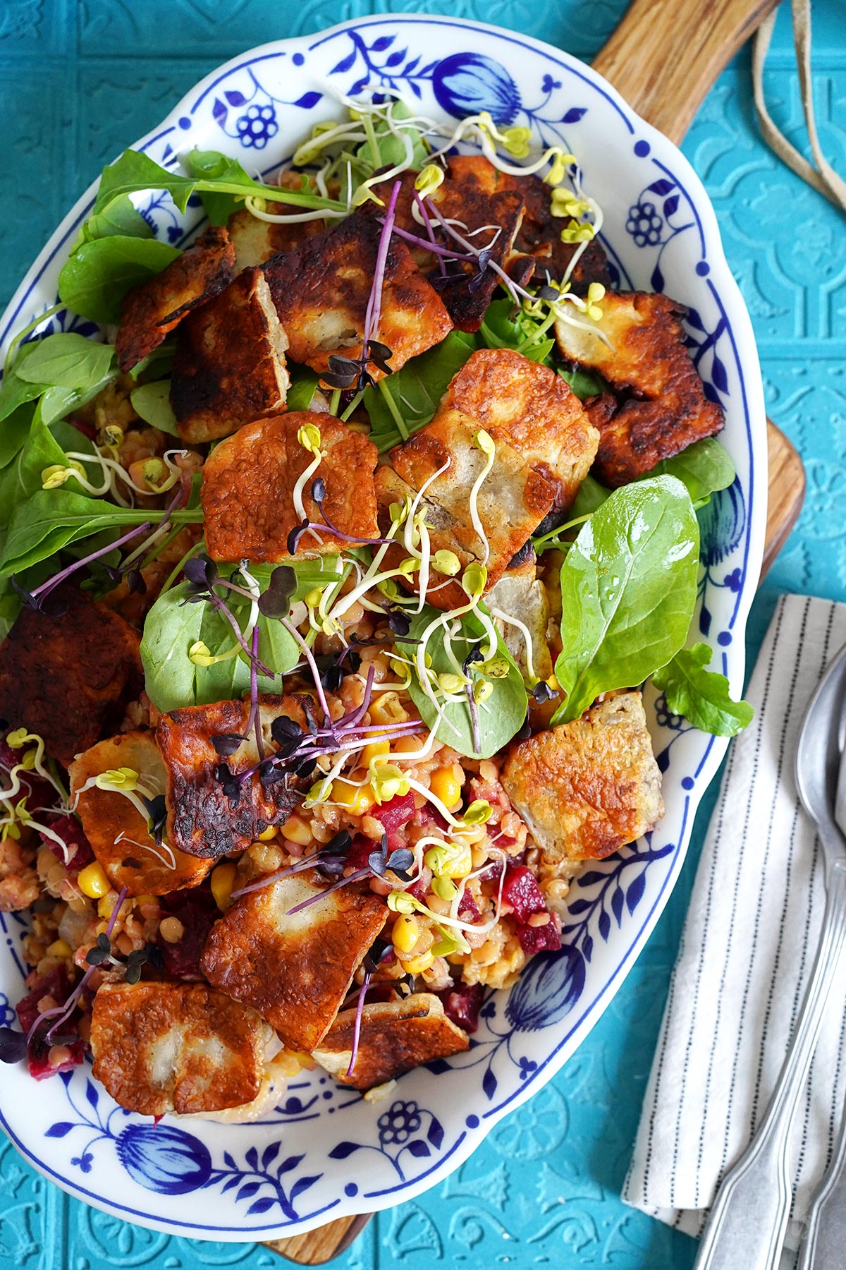 Linsensalat mit Roter Bete & Halloumi | Bake to the roots