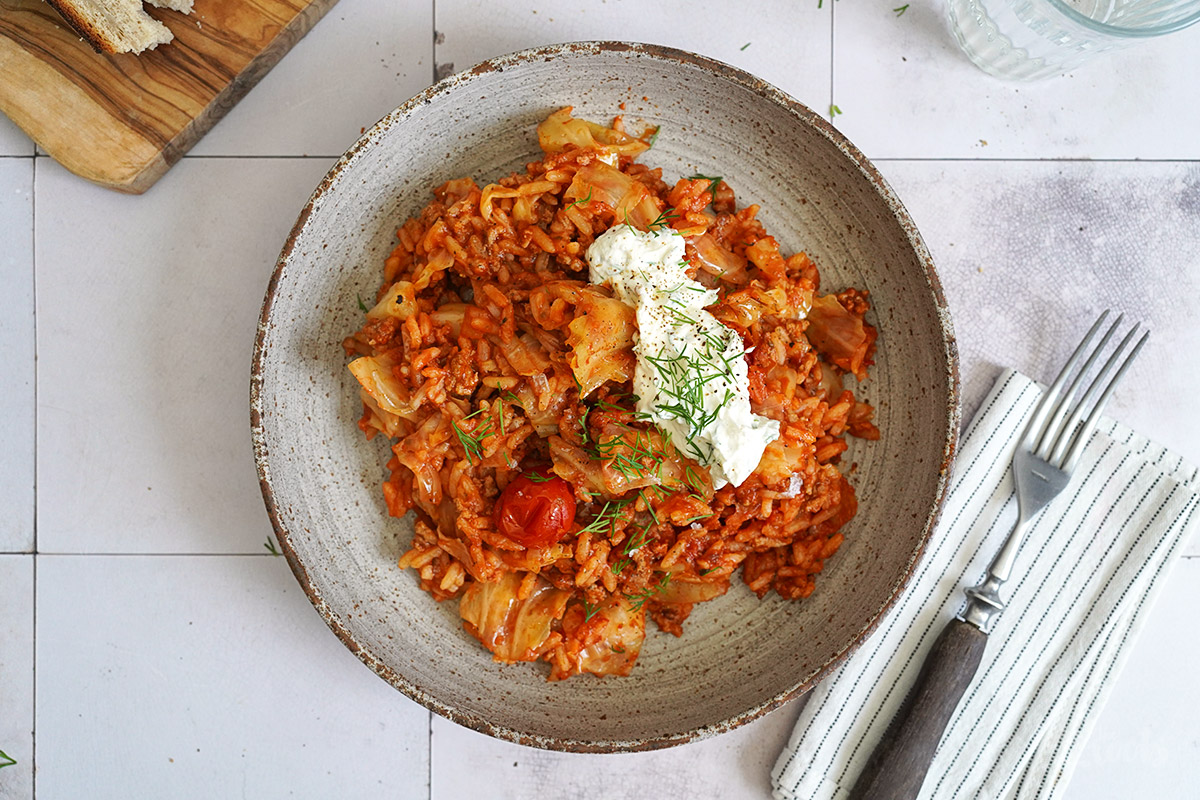 Unstuffed Lazy Cabbage Rolls | Bake to the roots