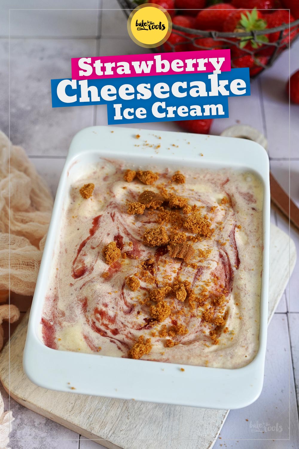 Strawberry (Burnt) Cheesecake Ice Cream | Bake to the roots