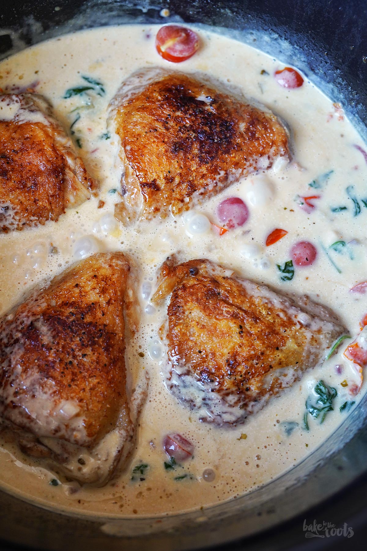 Creamy Tuscan Chicken mit Pasta | Bake to the roots