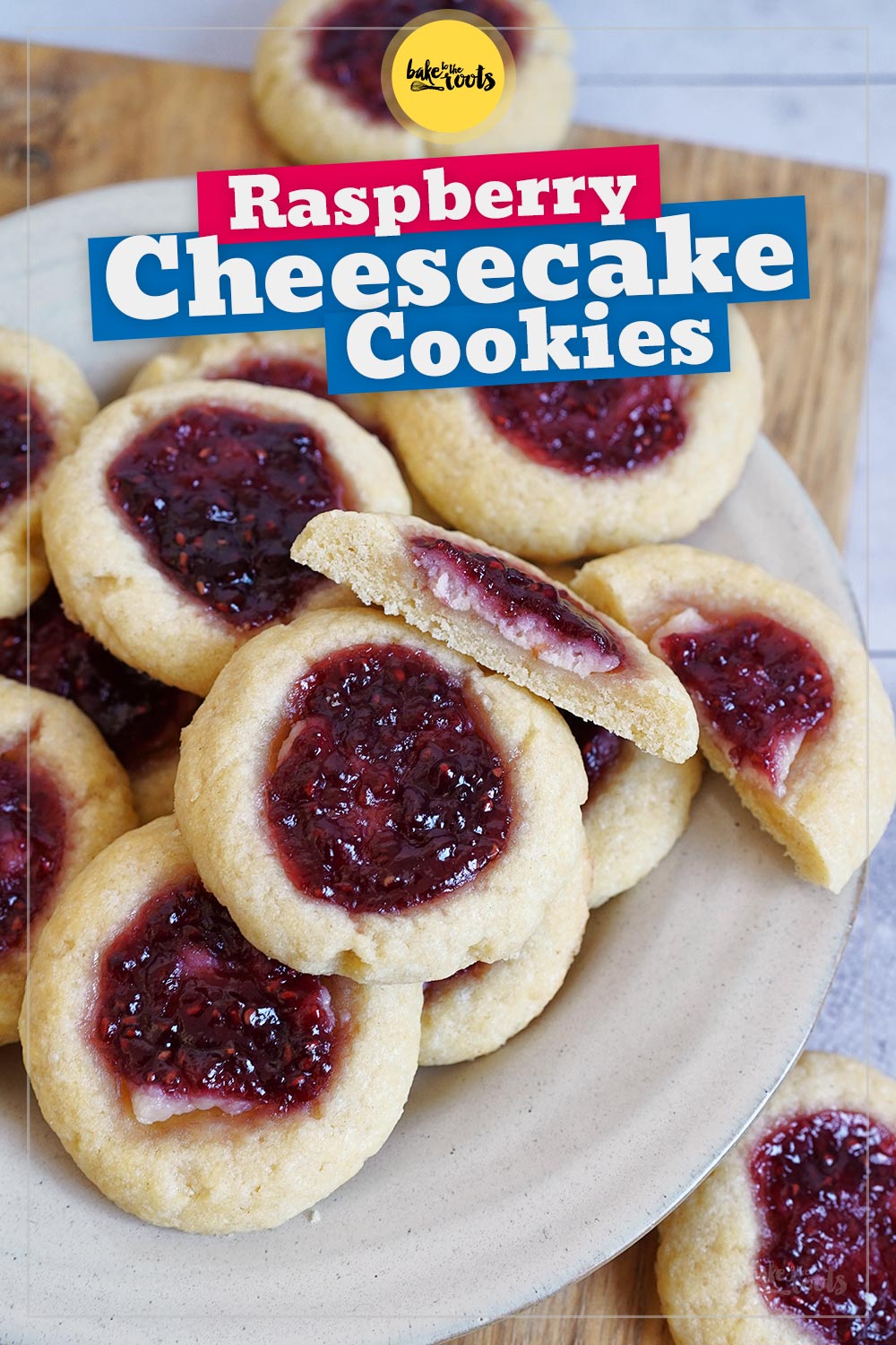 Raspberry Cheesecake Thumbprint Cookies | Bake to the roots