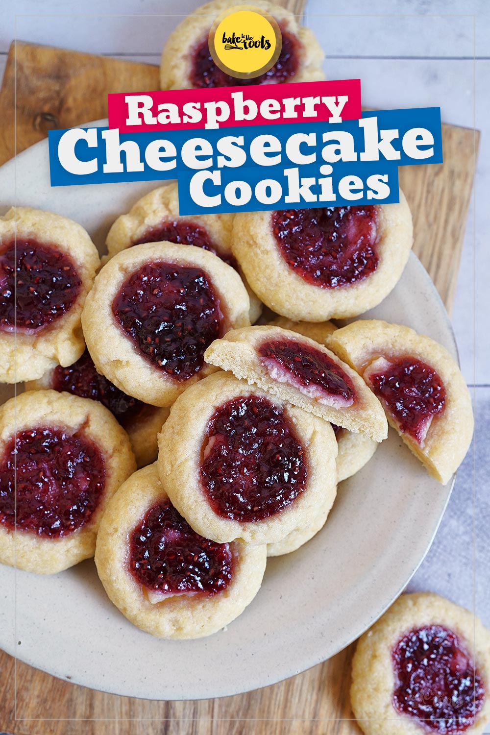 Raspberry Cheesecake Thumbprint Cookies | Bake to the roots