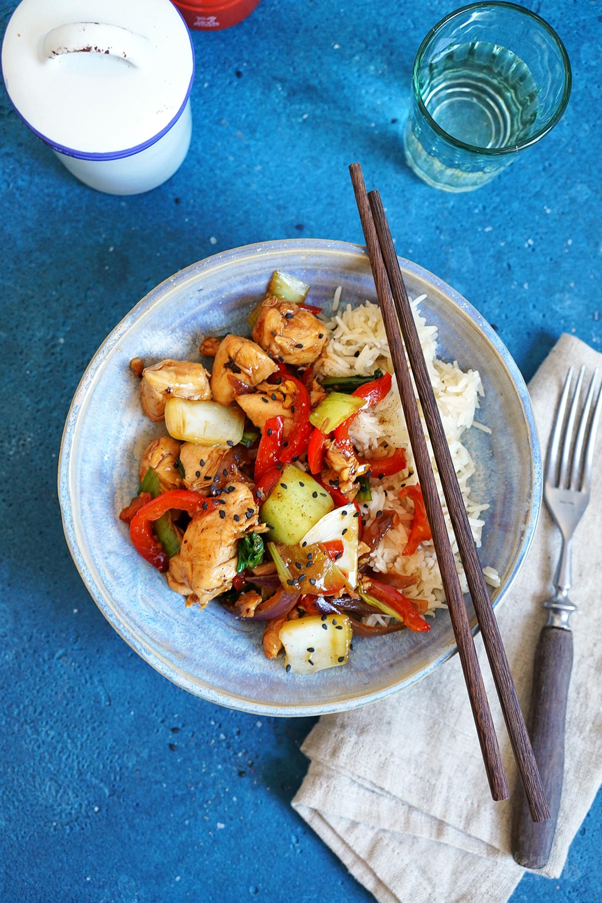 Chicken Teriyaki mit Paprika, Pak Choi & Reis | Bake to the roots