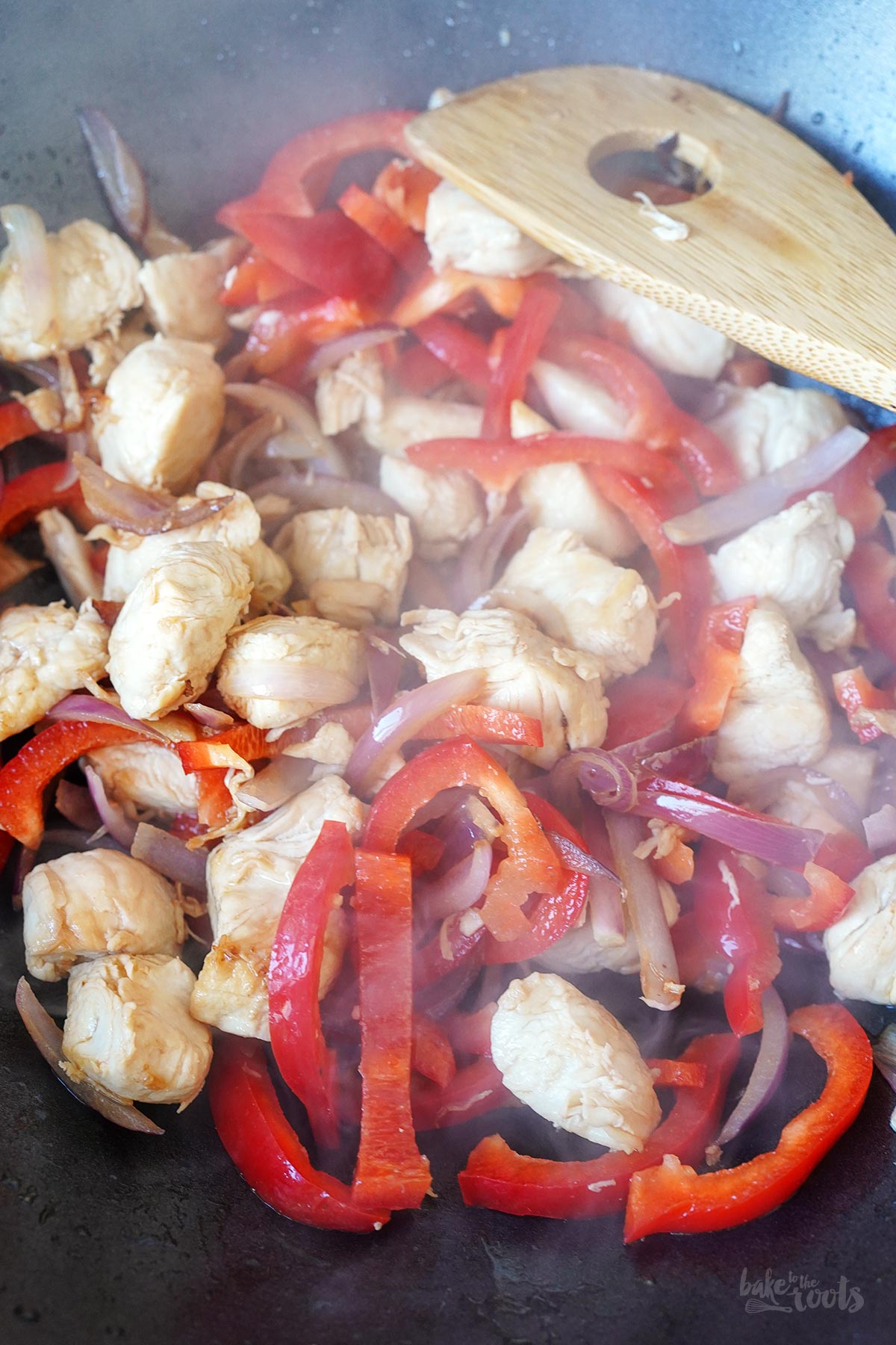 Chicken Teriyaki mit Paprika, Pak Choi & Reis | Bake to the roots