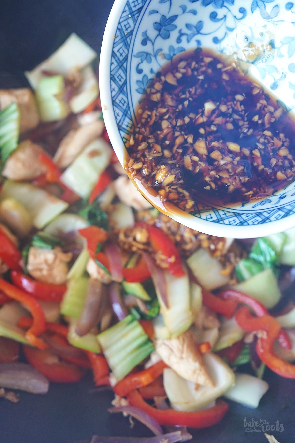 Chicken Teriyaki mit Paprika, Pak Choi & Reis | Bake to the roots
