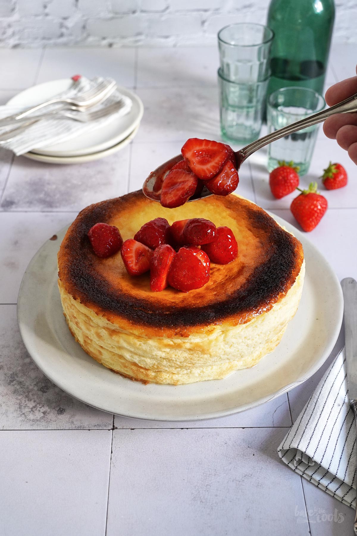 Strawberry San Sebastian Cheesecake | Bake to the roots