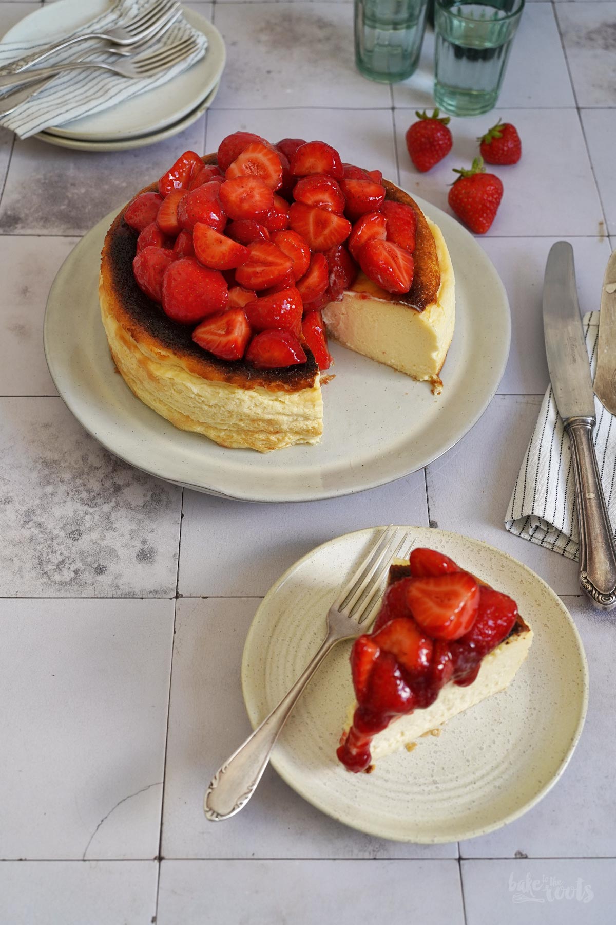 Strawberry San Sebastian Cheesecake | Bake to the roots