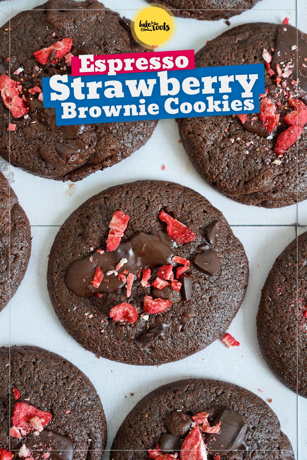 Espresso Strawberry Brownie Cookies | Bake to the roots