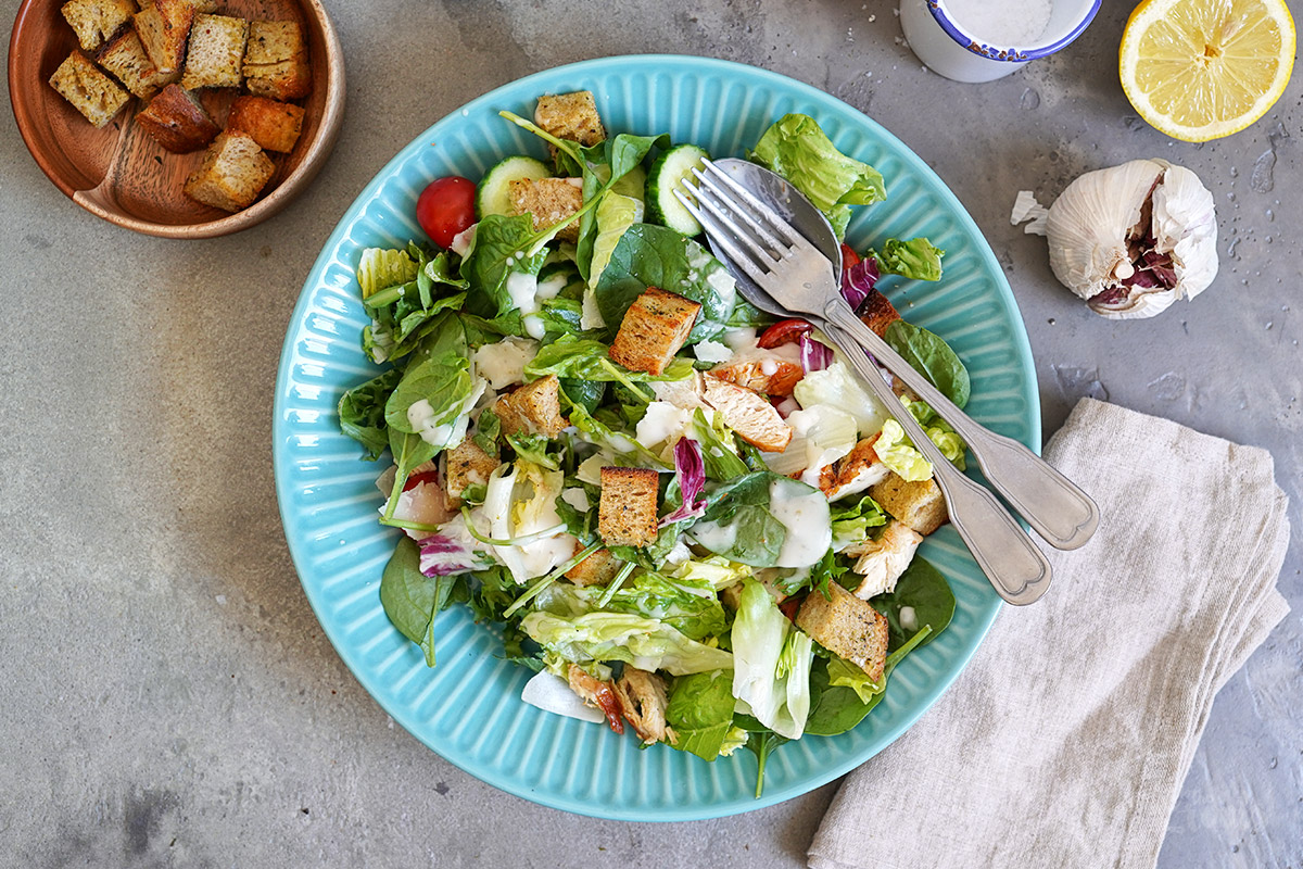 Caesar Chicken Salad | Bake to the roots