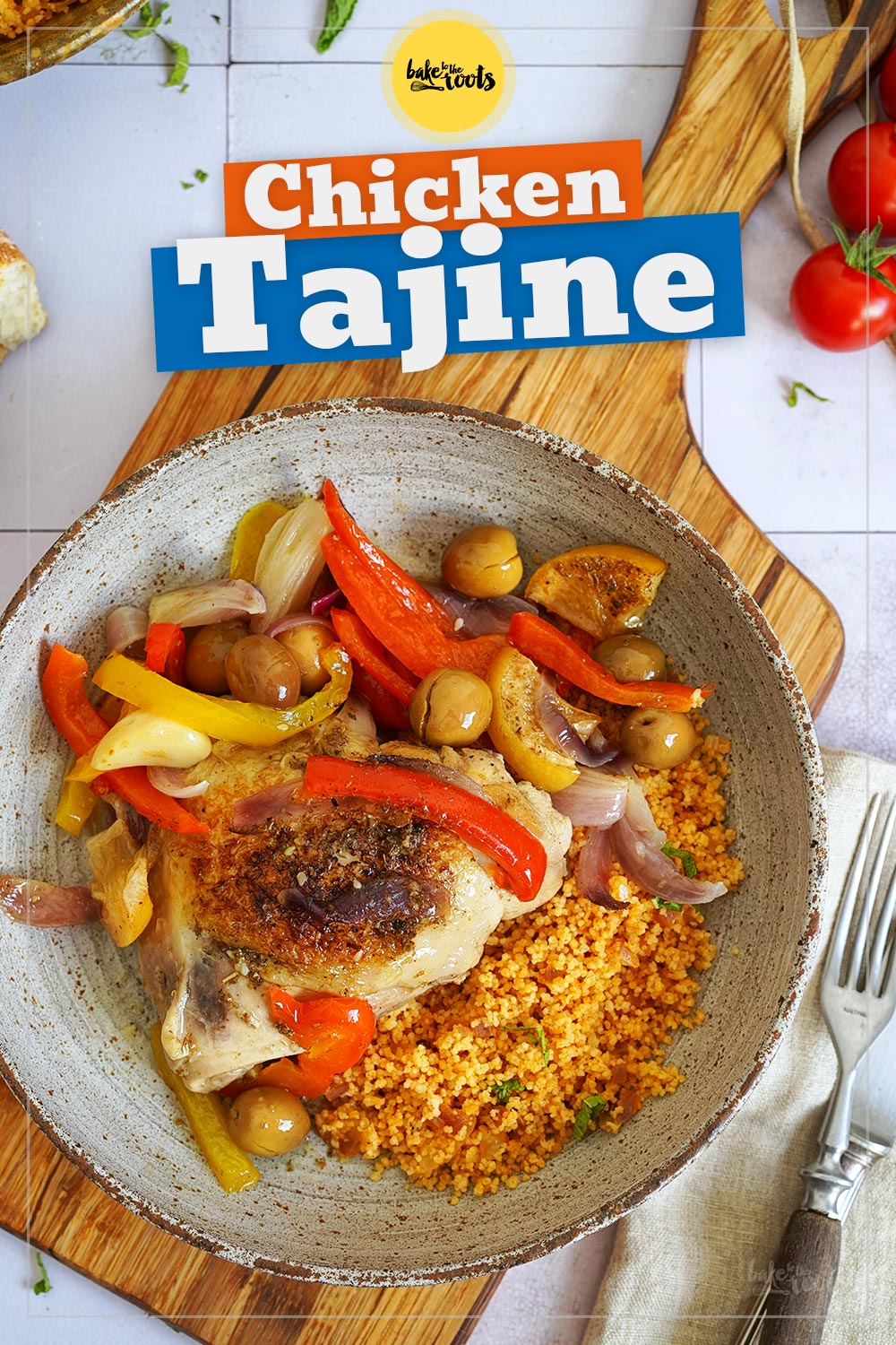 Tajine mit Hühnchen, Gemüse & Harissa Couscous | Bake to the roots