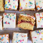 Raspberry Pop Tart Blondies | Bake to the roots