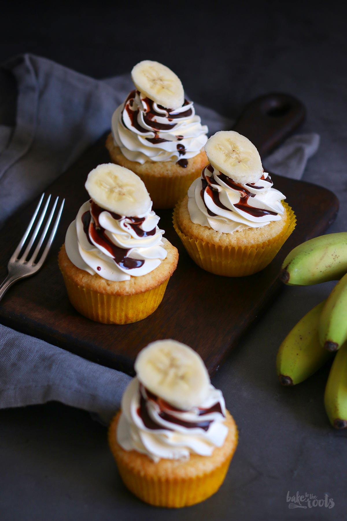 Banana Cupcakes mit Swiss Meringue Buttercreme | Bake to the roots