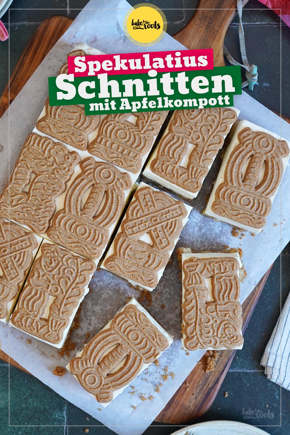 No-Bake Spekulatius Schnitten mit Apfelkompott | Bake to the roots