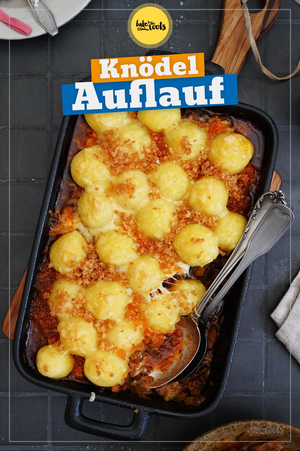 Kartoffelknödel Auflauf mit Pilzen, Lauch & Hack | Bake to the roots