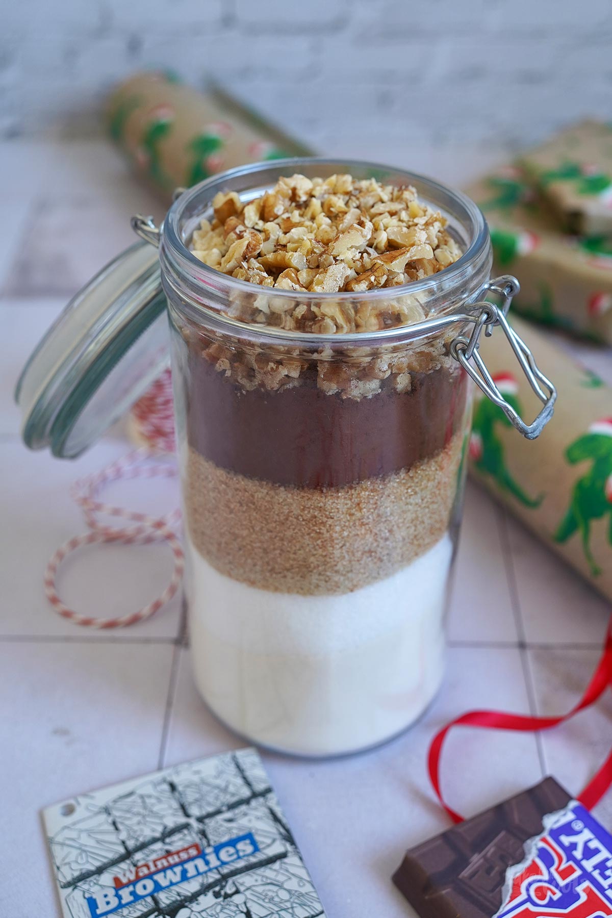 Walnuss Brownie Mix zum Verschenken | Bake to the roots