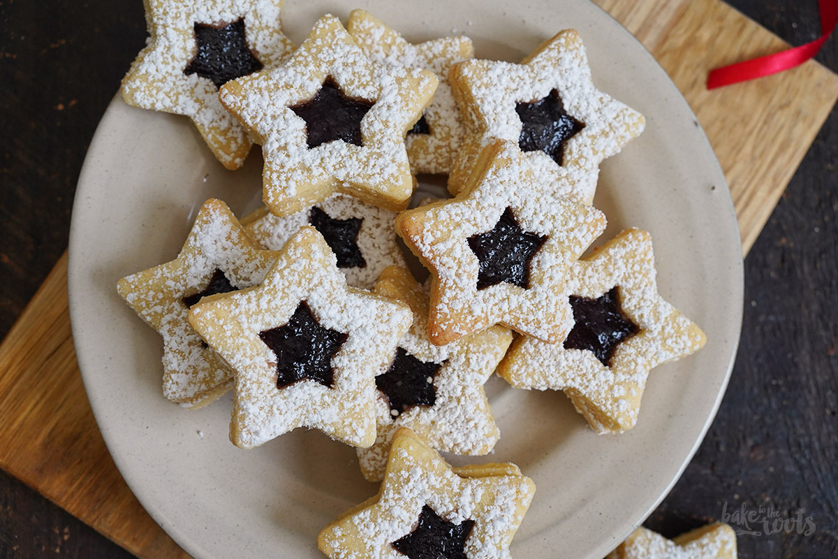 Mandelsterne mit Marmelade | Bake to the roots