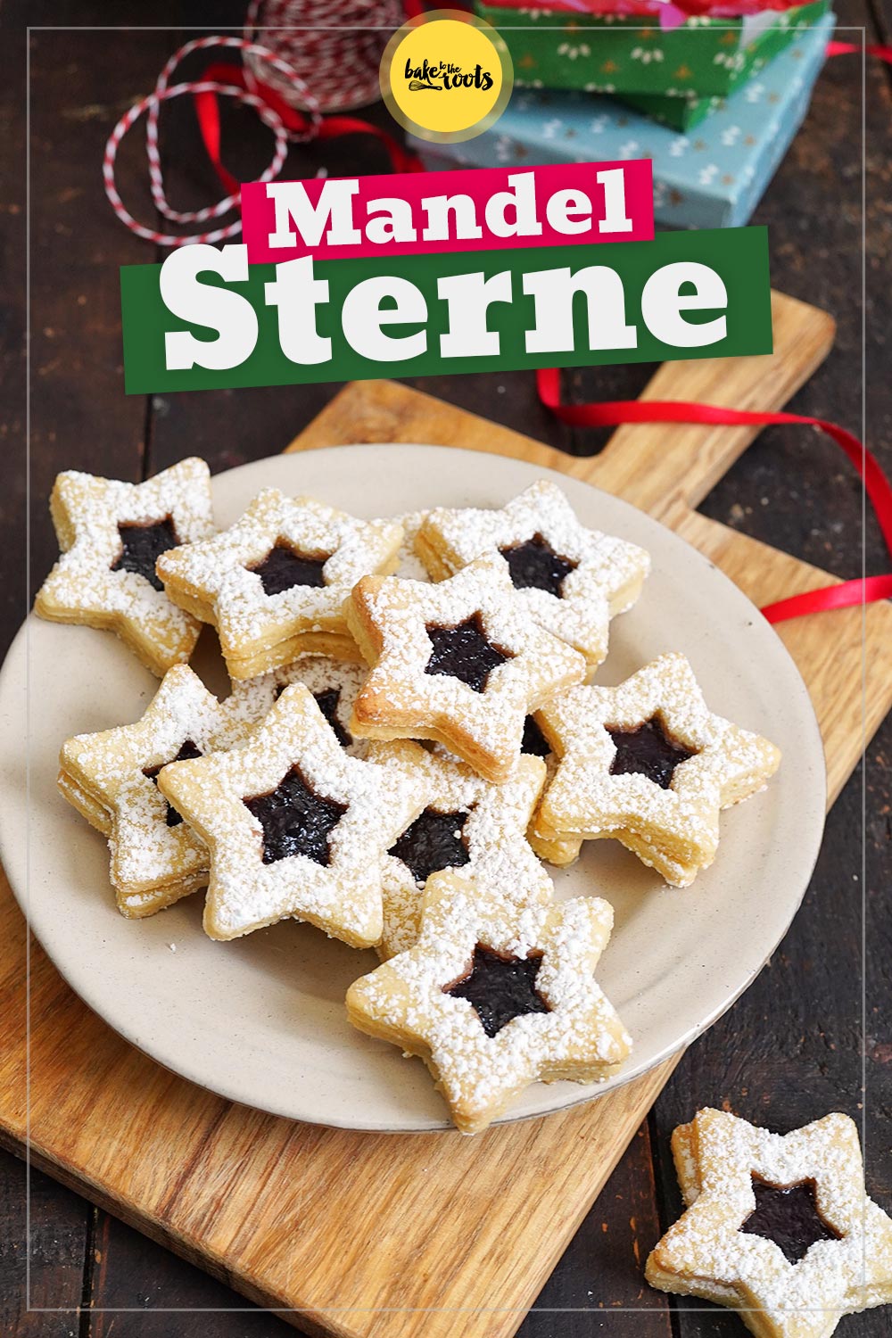 Mandelsterne mit Marmelade | Bake to the roots