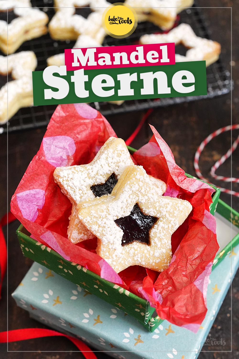 Mandelsterne mit Marmelade | Bake to the roots