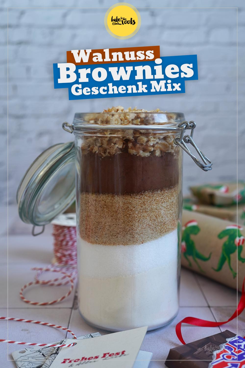 Walnuss Brownie Mix zum Verschenken | Bake to the roots
