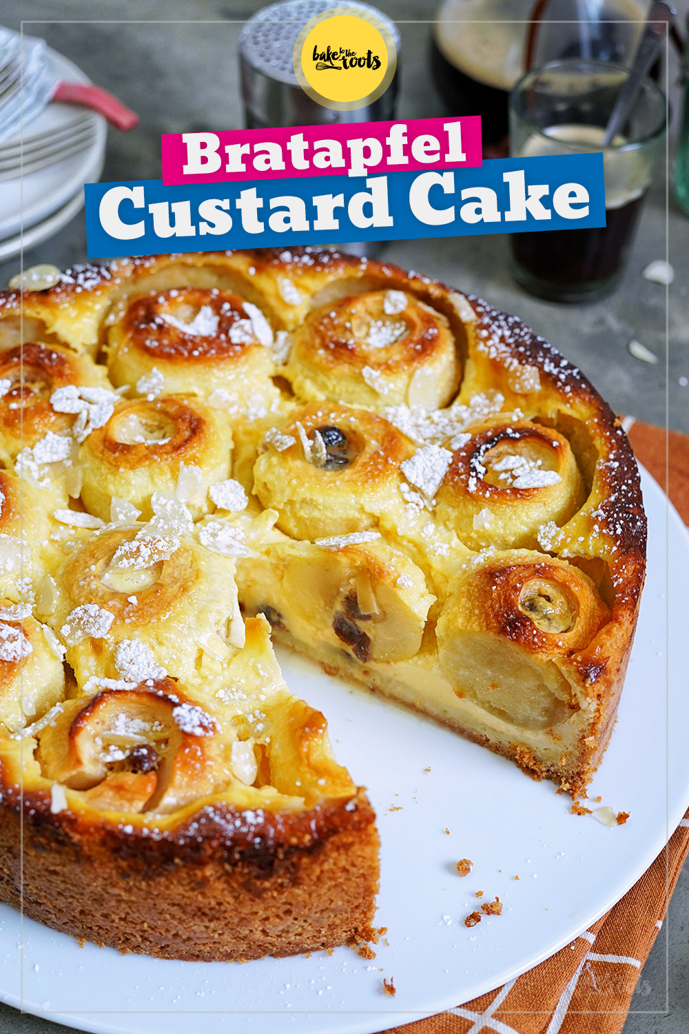Baked Apple Custard Cake | Bake to the roots