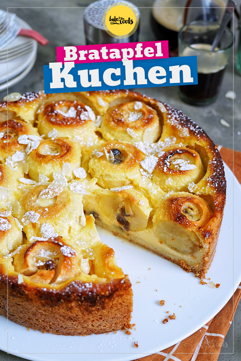 Einfacher Bratapfelkuchen (mit Pudding) | Bake to the roots