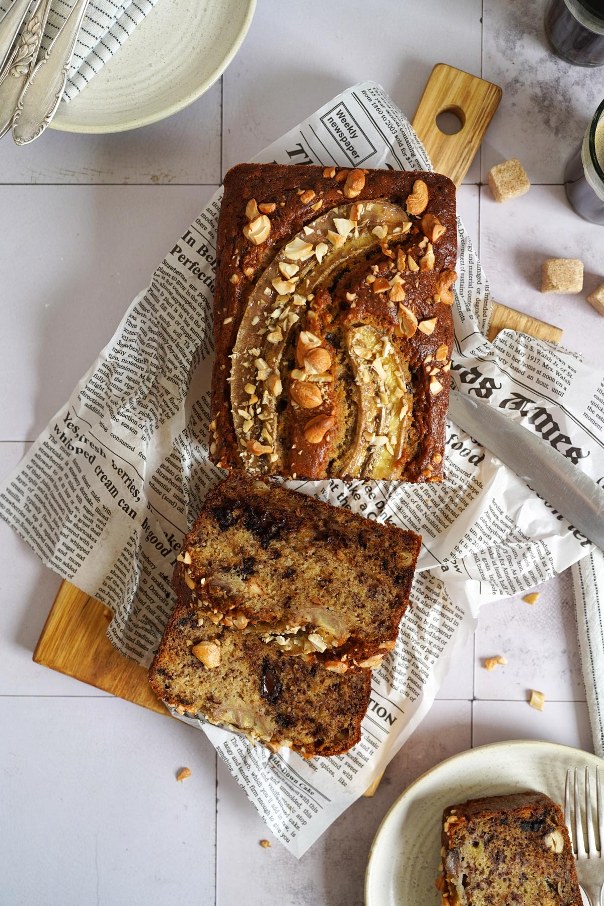 Banana Bread with Chocolate & Cashews | Bake to the roots