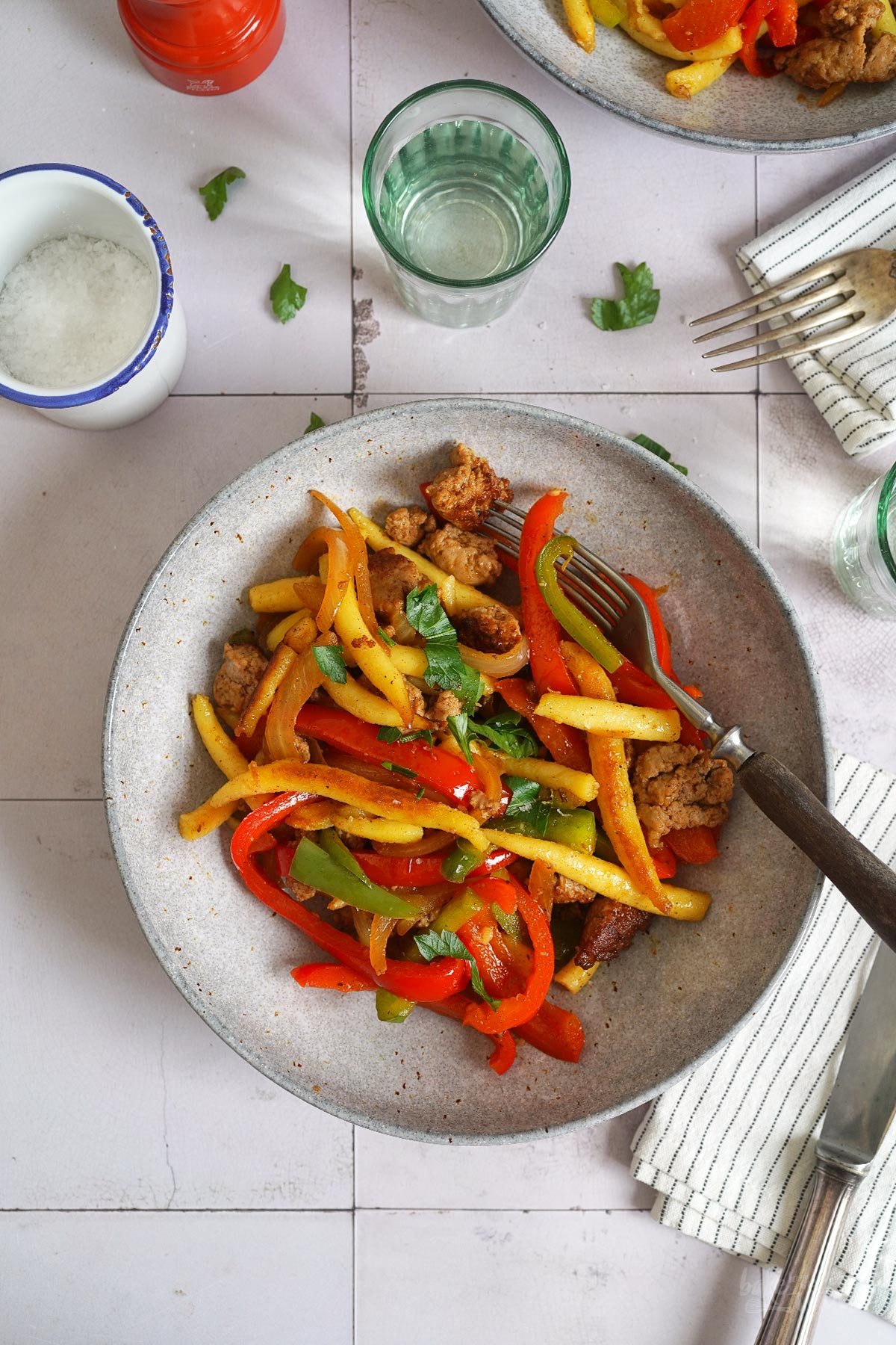 (German) Schupfnudeln Skillet with Bell Peppers & Meat | Bake to the roots