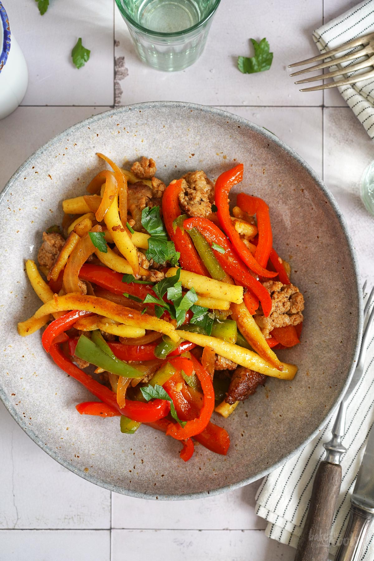 (German) Schupfnudeln Skillet with Bell Peppers & Meat | Bake to the roots