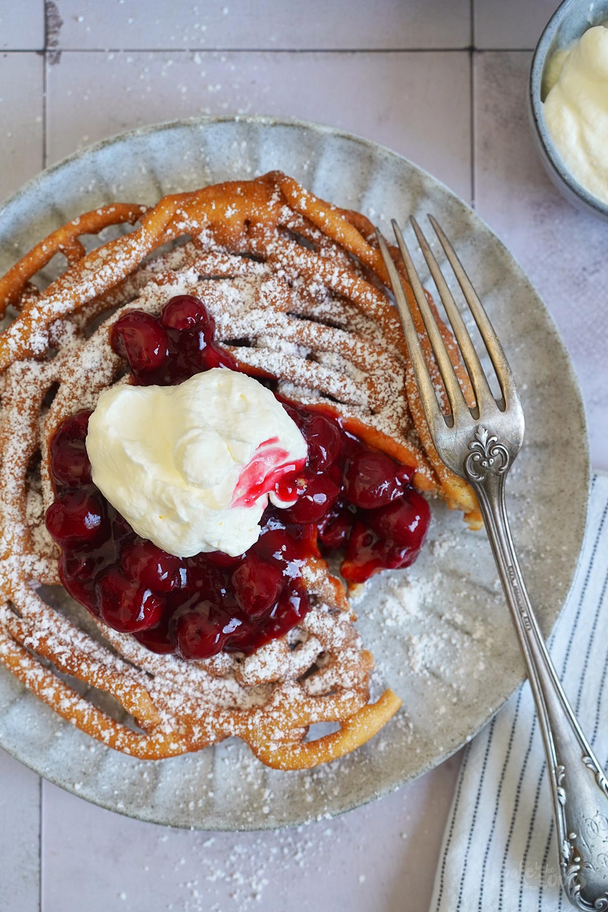 Funnel Cakes with Cherry Compote | Bake to the roots