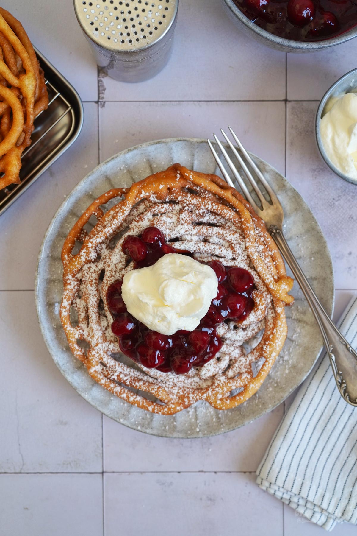Funnel Cakes with Cherry Compote | Bake to the roots
