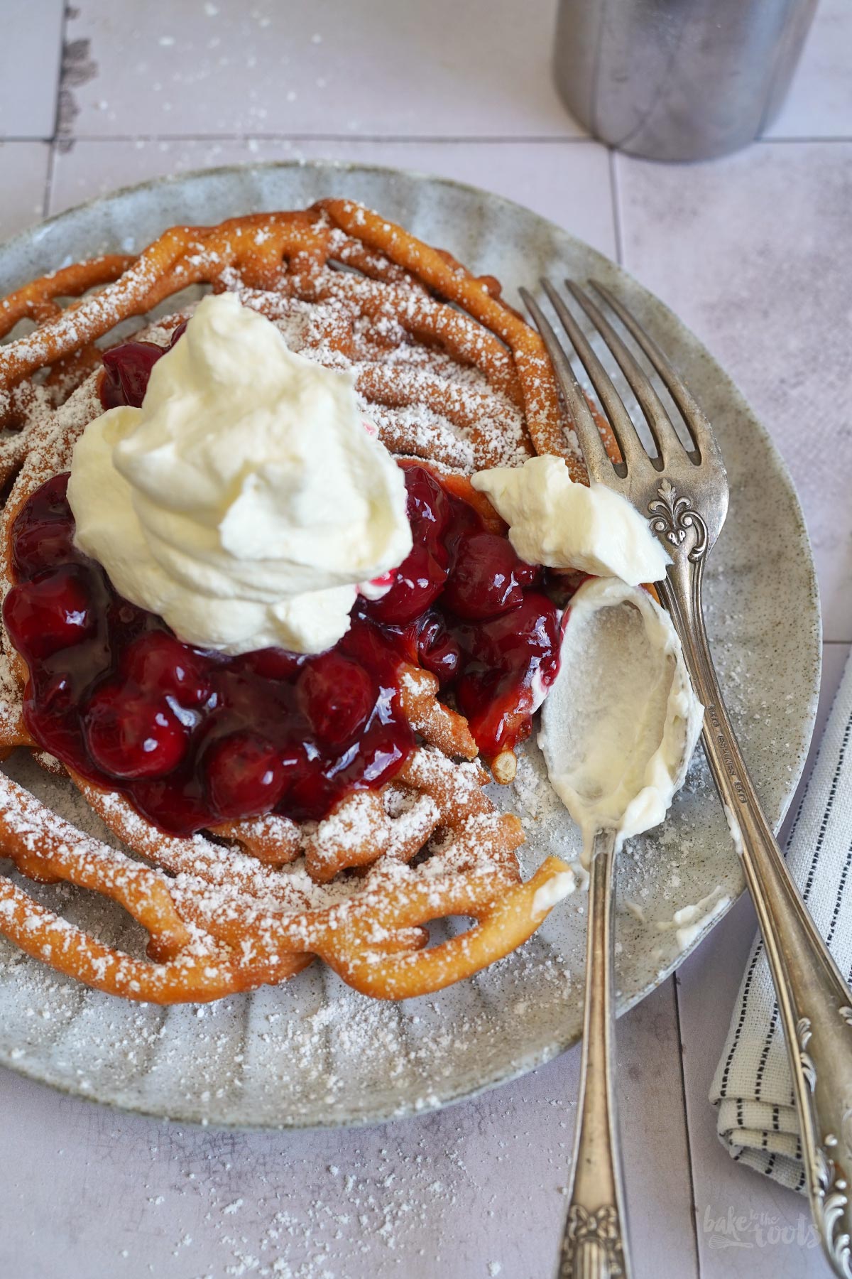 Funnel Cakes with Cherry Compote | Bake to the roots