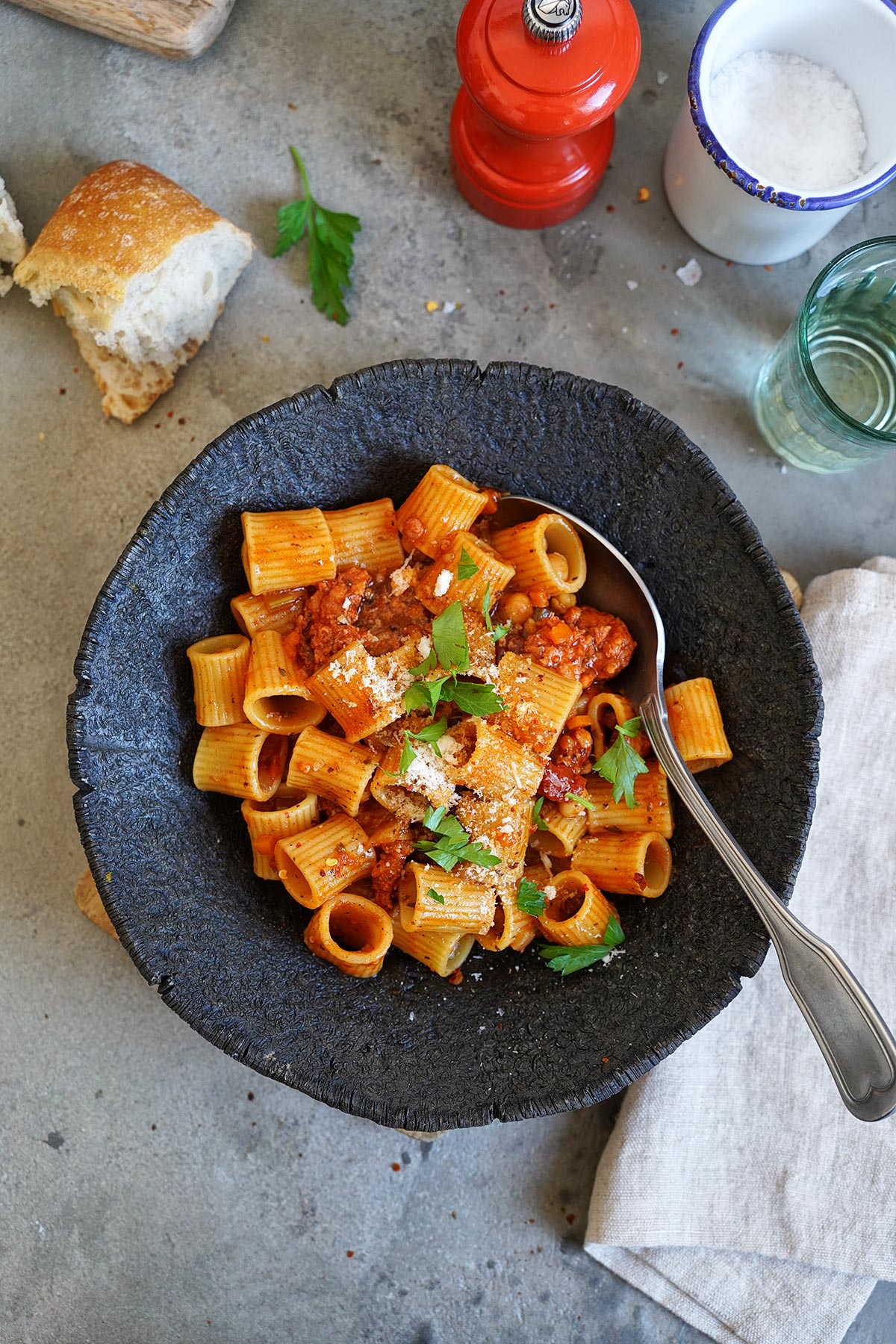 One-Pot Pasta with Chickpeas & Chorizo | Bake to the roots