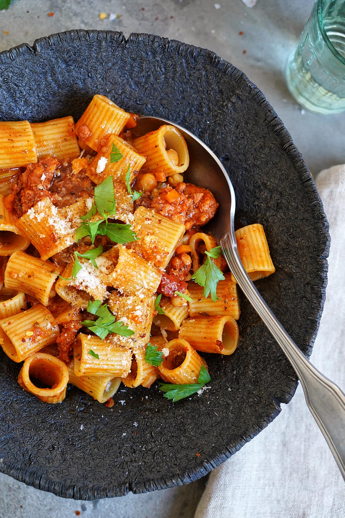 One-Pot Pasta with Chickpeas & Chorizo | Bake to the roots