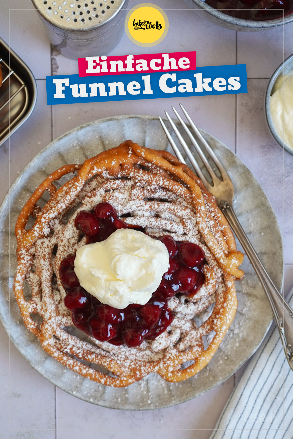 Funnel Cakes mit Kirschkompott | Bake to the roots