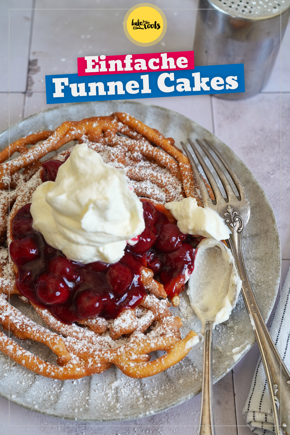 Funnel Cakes mit Kirschkompott | Bake to the roots