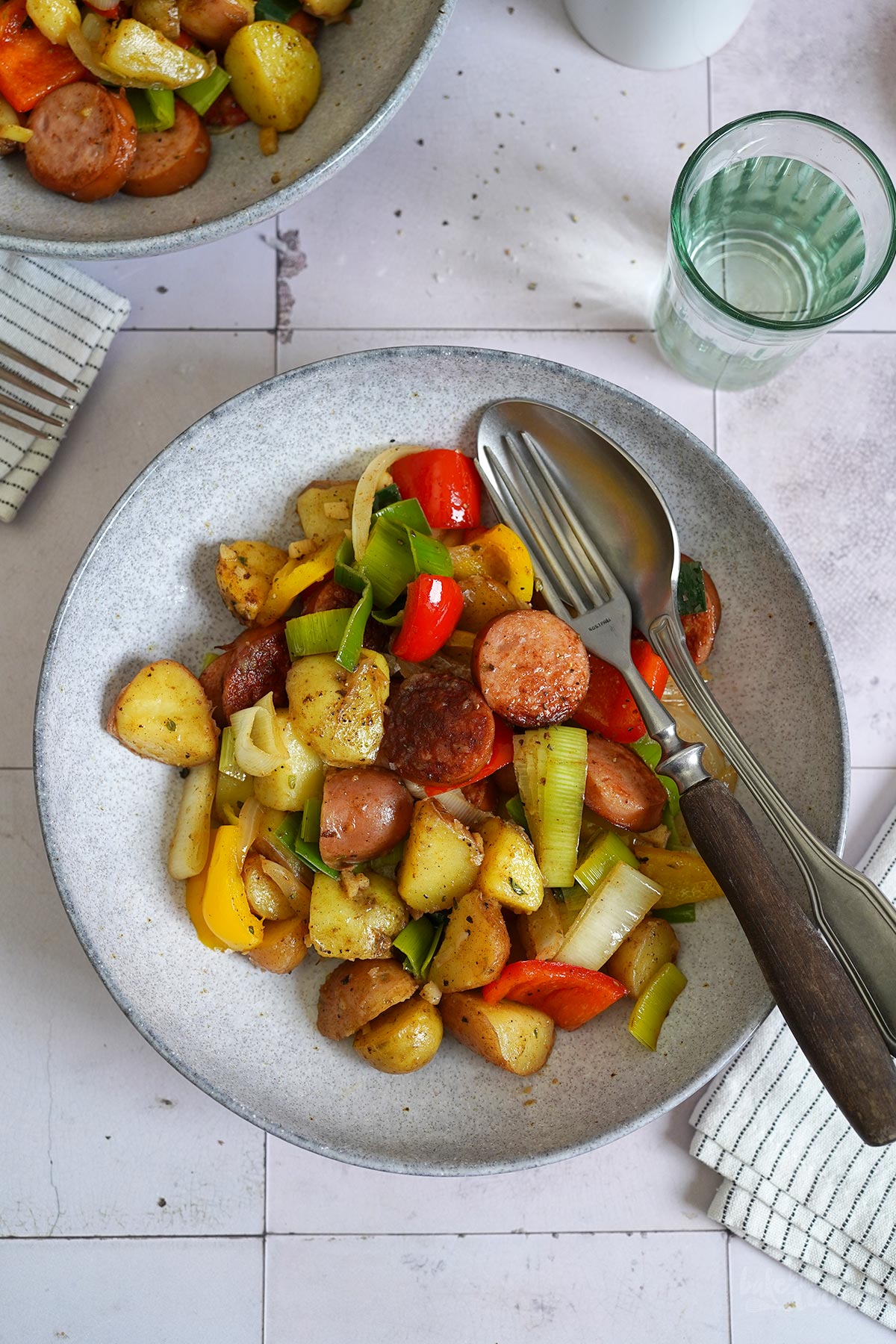 Potato & Bell Pepper One-Pot with Krakow Sausages | Bake to the roots