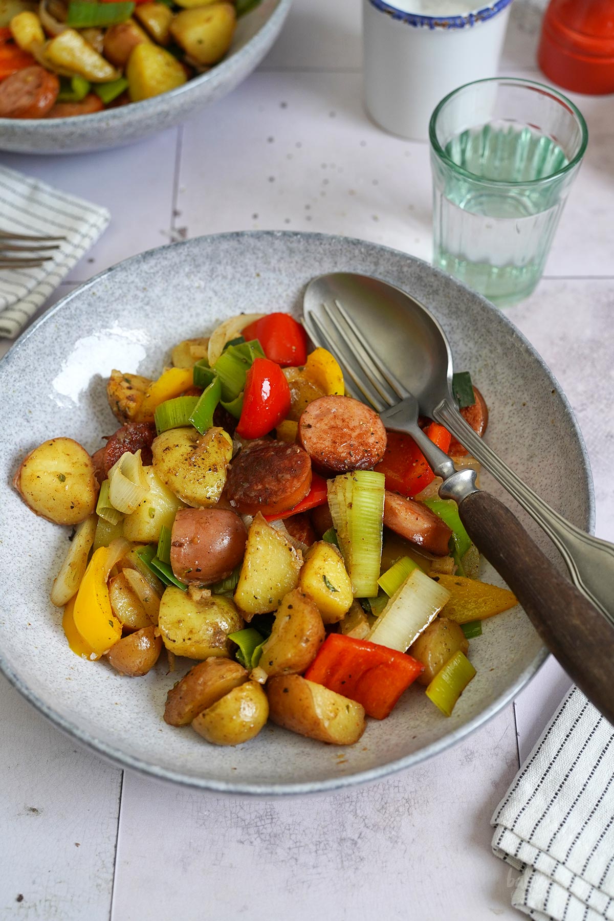 Potato & Bell Pepper One-Pot with Krakow Sausages | Bake to the roots