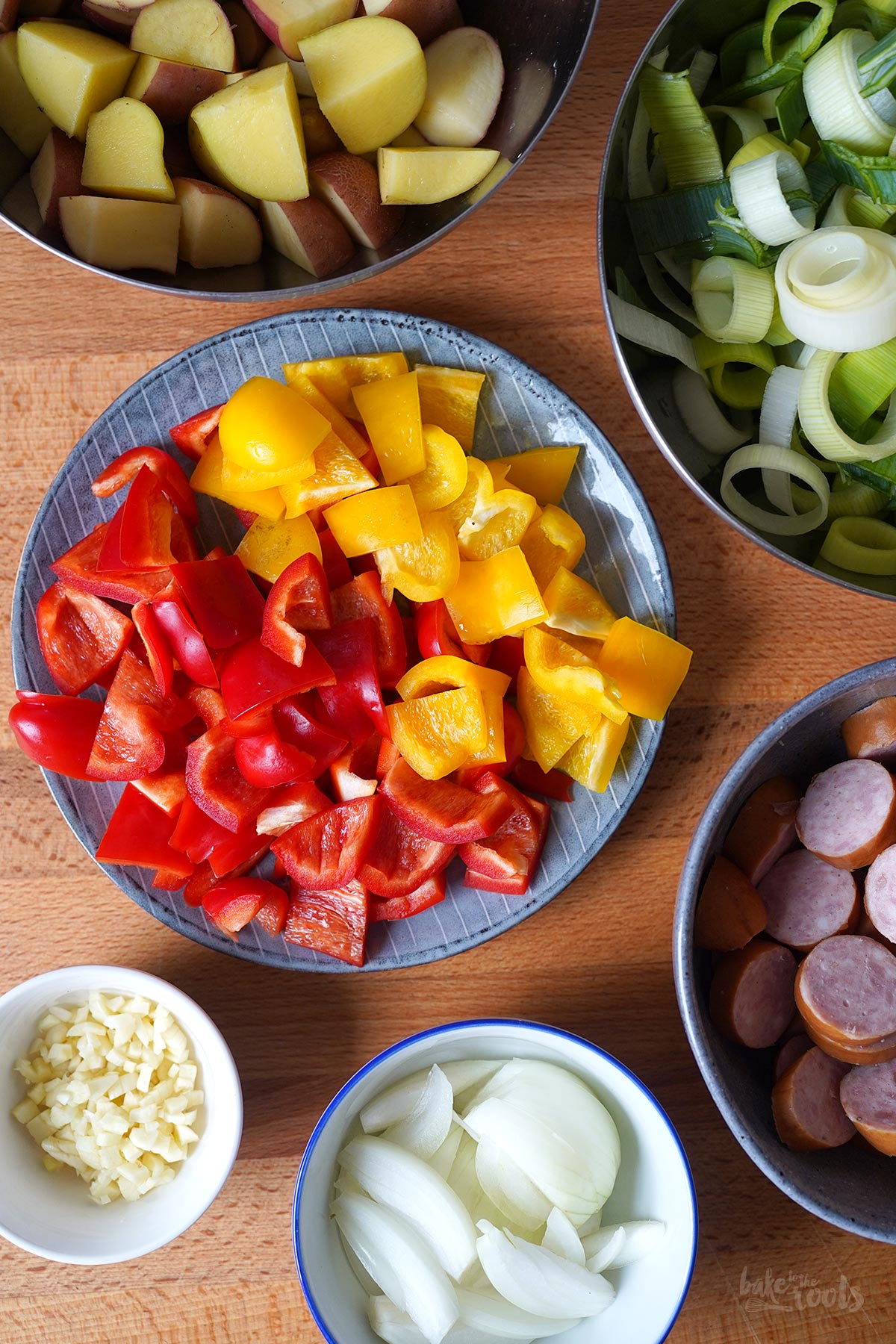 Potato & Bell Pepper One-Pot with Krakow Sausages | Bake to the roots