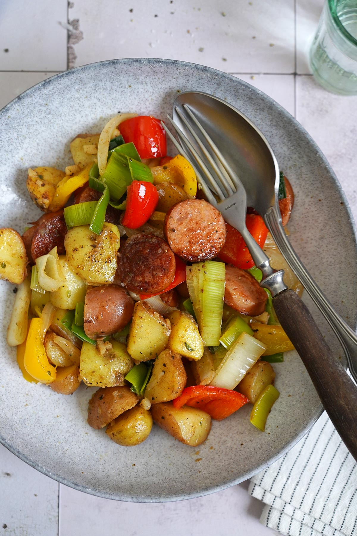 Potato & Bell Pepper One-Pot with Krakow Sausages | Bake to the roots