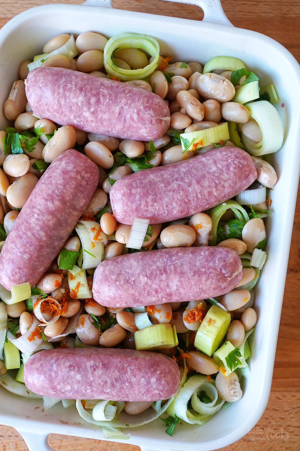 Fenchel, Lauch, Bohnen & Bratwurst aus dem Ofen | Bake to the roots