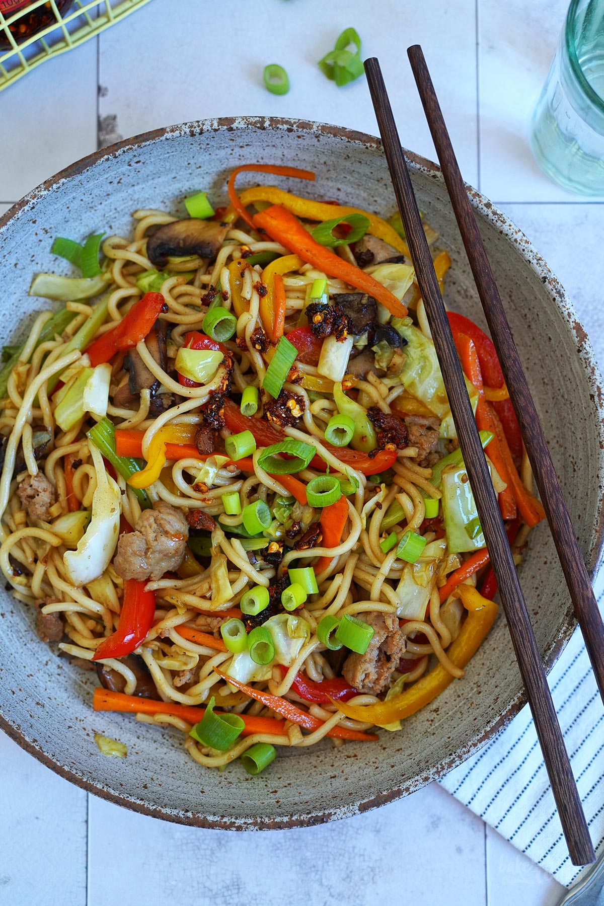 Quick & Easy Wok Noodle Stir-Fry with Bratwurst | Bake to the roots