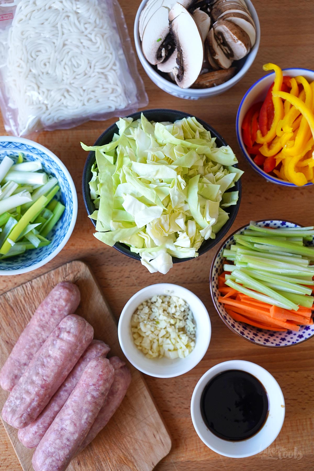 Quick & Easy Wok Noodle Stir-Fry with Bratwurst | Bake to the roots