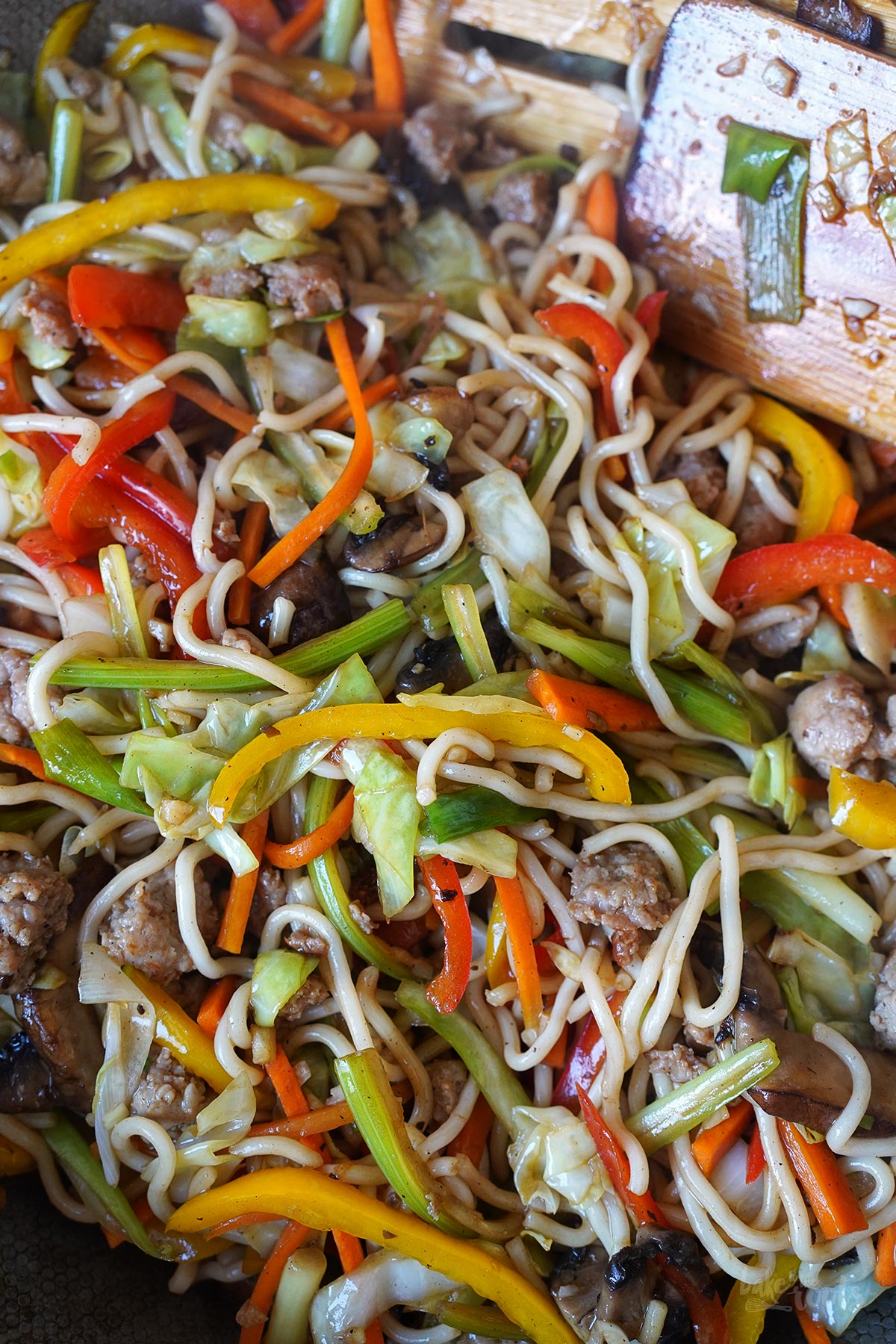 Quick & Easy Wok Noodle Stir-Fry with Bratwurst | Bake to the roots