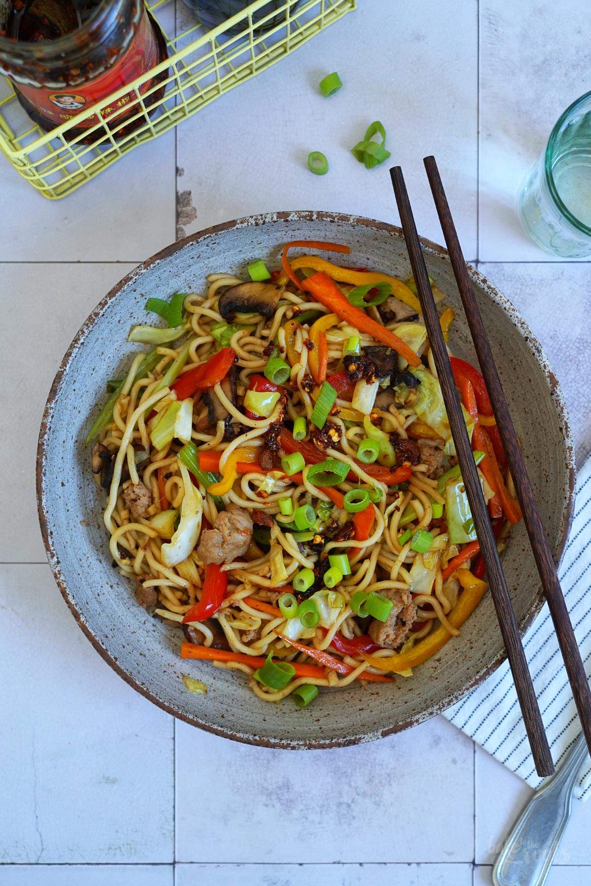 Quick & Easy Wok Noodle Stir-Fry with Bratwurst | Bake to the roots