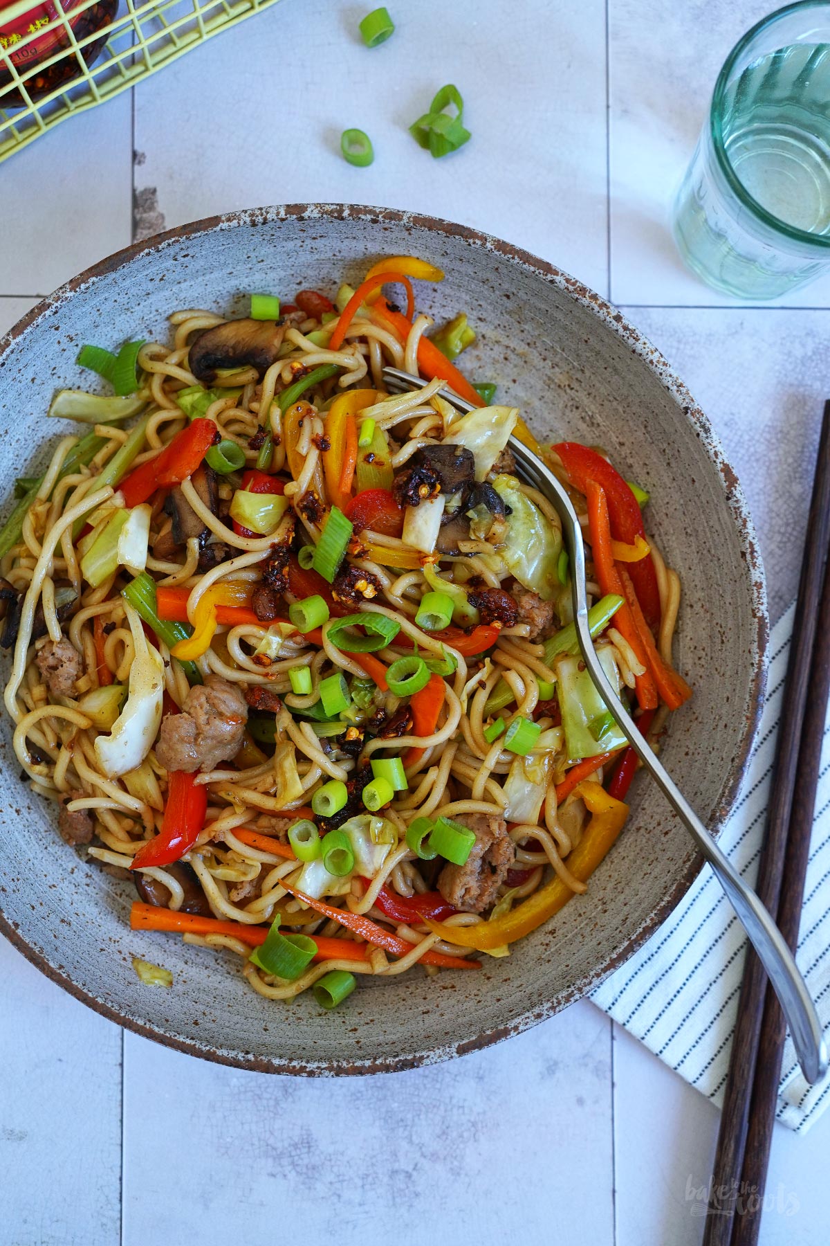 Quick & Easy Wok Noodle Stir-Fry with Bratwurst | Bake to the roots