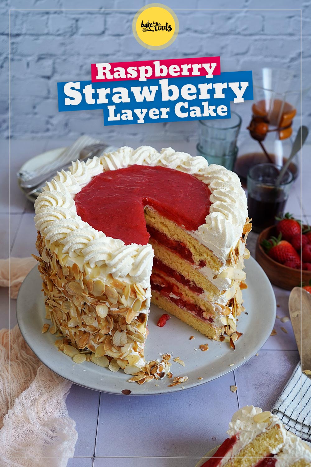 Strawberry & Raspberry Layer Cake | Bake to the roots