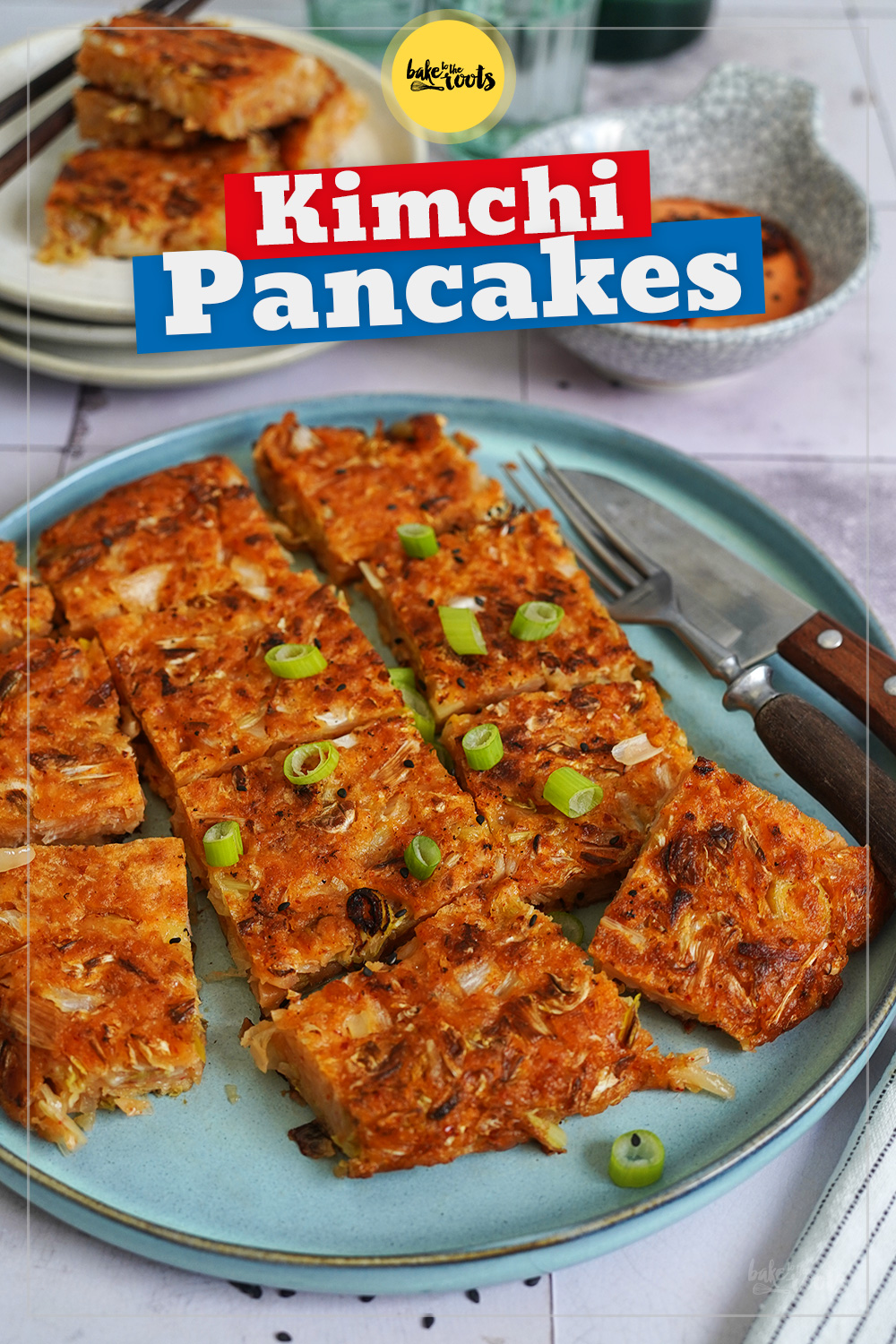 Koreanische Kimchi Pancakes mit Gochujang Dip | Bake to the roots